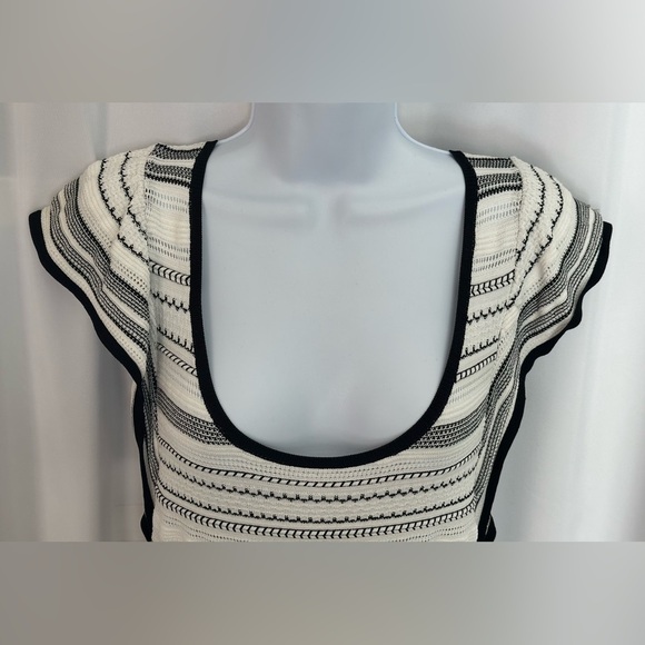 White House Black Market Flutter Sleeve Pointelle Stripe Top (626) - Picture 10 of 16